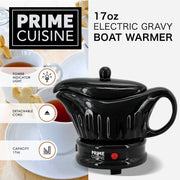 Prime Cuisine Electric Gravy Boat Warmer, 17 Ounces, Black