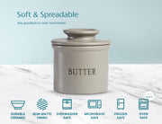 KooK French Butter Keeper, Ceramic Crock with Lid, Matte Speckled Grey