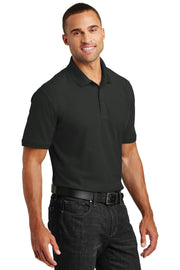 Unisex Core Classic Pique Polo by Port Authority – Large, Cotton/Polyester Blend, Deep Black, Model 1143254