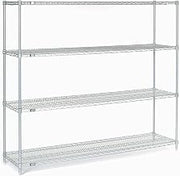 Nexel Stainless Steel Wire Shelving, 72" W x 18" D x 63" H