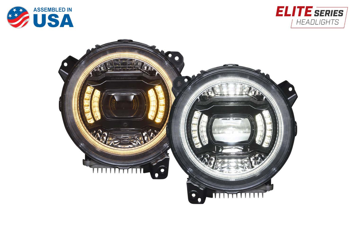 Elite LED Headlights compatible with Jeep JL Wrangler 2018 by Diode Dynamics – Elite Max, White, Model DD5165