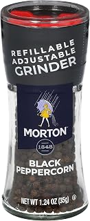 Morton Adjustable Refillable Black Pepper Grinder for Whole Peppercorns