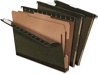 Pendaflex PFX59254 SureHook Reinforced Hanging Folder, 2 Dividers, Letter, 1/5 Tab, Green (Box of 10) (Pack of 5)