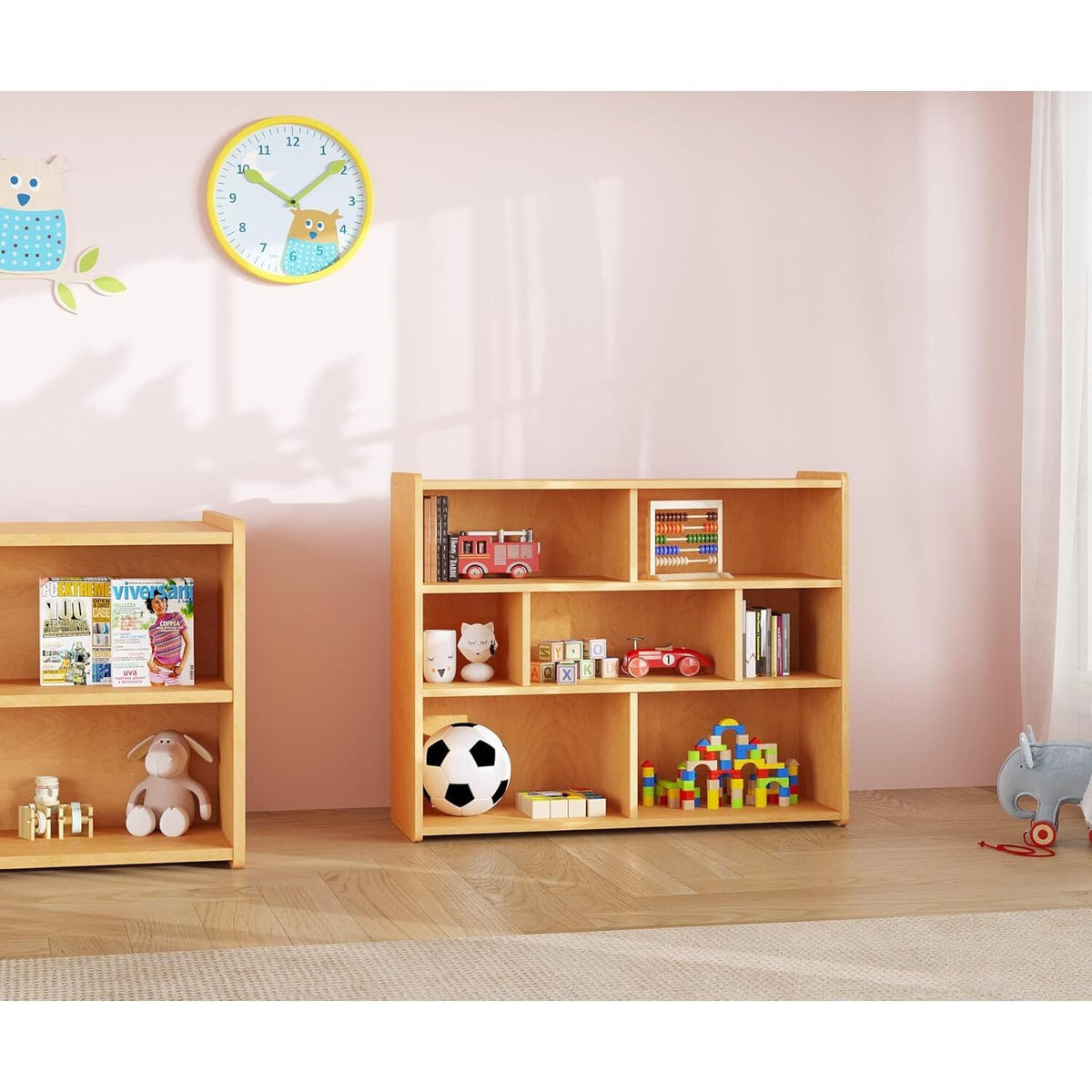 46" Wood Composite School Age Compartment Storage in Maple by Tot Mate – 30.08"H x 46"W x 14.8"D, Wood, Maple, Model TM2206R.0577