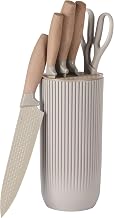Oster Gunderson 6-Piece Kitchen Knife Block Set, Stainless Steel Kitchen Knife Set With Sharp Blades and Wooden Block