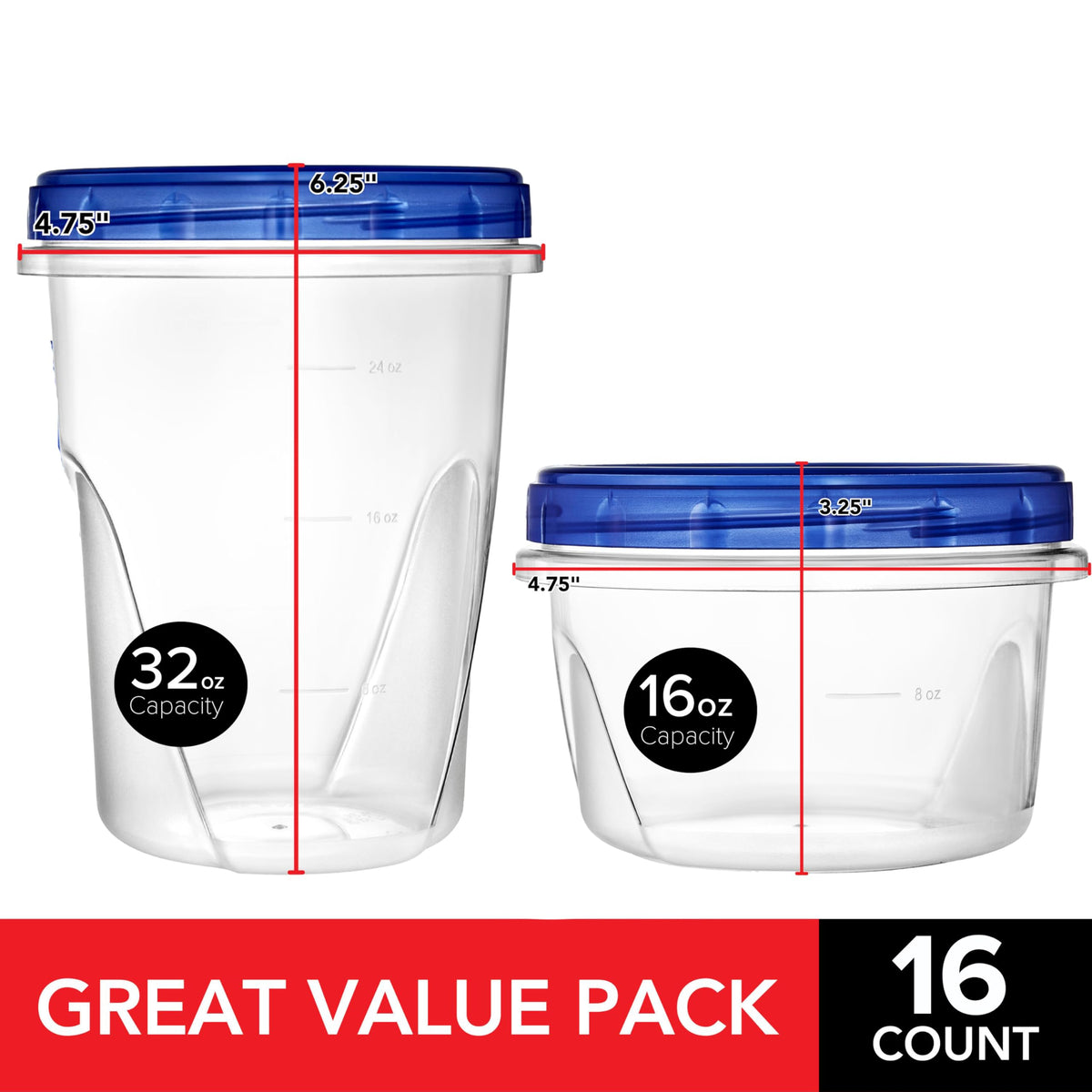 Stock Your Home 16 Count / Blue / 32.0 ounces Container Sets