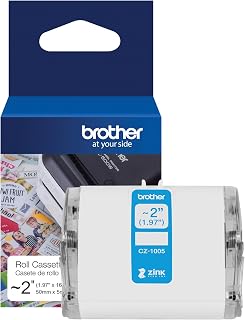 Brother Genuine CZ-1005 Continuous Length ~ 2 (1.97”) 50 mm Wide x 16.4 ft. (5 m) Long Label roll Featuring Zink Zero Ink Technology, Pack of 30