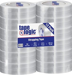 Tape Logic TLT917150012PK Clear 1500 Strapping Tape, 2" x 60 yd. (Pack of 12)