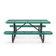 Commercial 6' Rectangular Expanded Mesh Metal Picnic Table with Anchors - Green by Flash Furniture – Steel, Green, Model SLF-EML72-H48L-GN-GG
