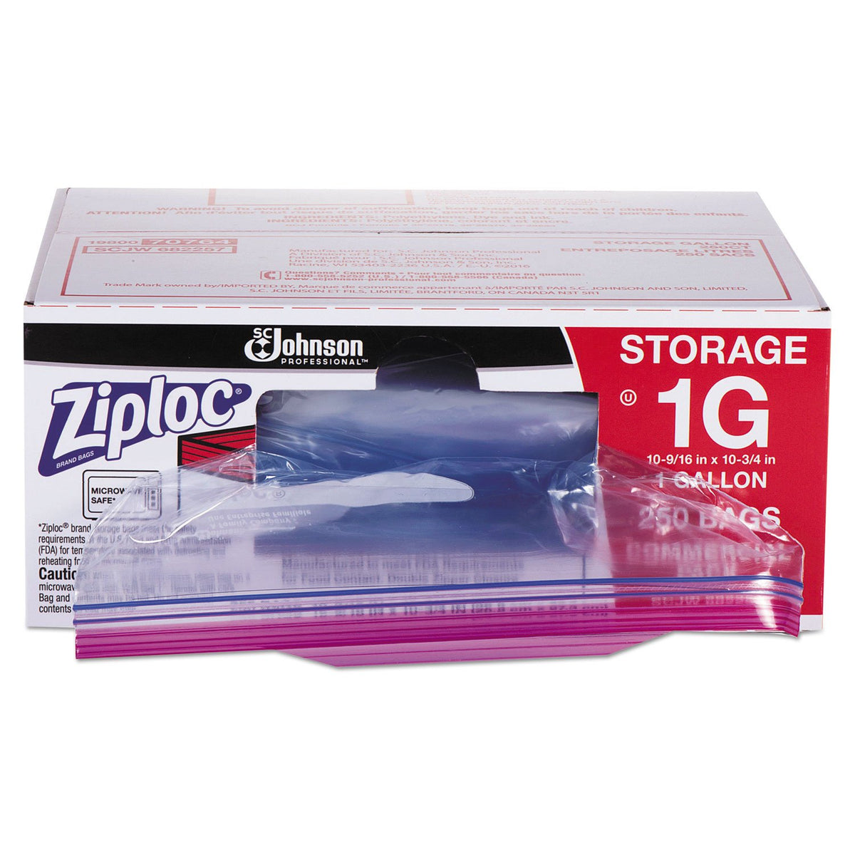 Double Zipper Storage Bags by Ziploc – One Size, 1.0 gallons, Plastic, Clear, Pack of 250