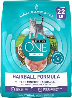 Purina ONE Natural Hairball Control Dry Cat Food, 22 lb Bag