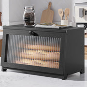 Kitsure Bamboo Bread Box, 15 x 8.3 x 9.1 Inch, Black