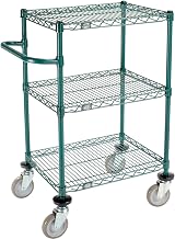 Global Industrial 3 Shelf Cart, Poly-Green 24"L x 18"W x 40"H, Polyurethane Swivel Casters