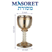 Masoret Crystal Kiddush Cup with Tray, 6.4 Inch, Set 2