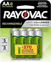 Rayovac Rechargeable AA Batteries (8 Pack), NiMH Double A Rechargeable Batteries