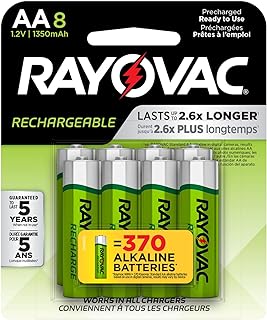 Rayovac Rechargeable AA Batteries (8 Pack), NiMH Double A Rechargeable Batteries