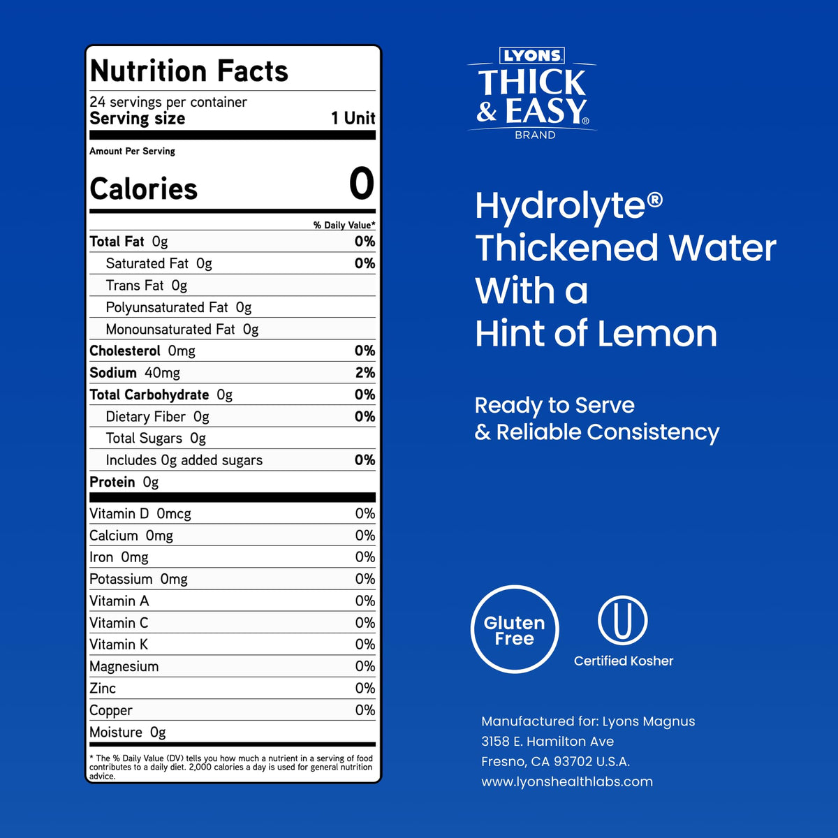 Thick & Easy Water (Hint of Lemon) / 4 Fl Oz (Pack of 24) / Nectar Iced Tea