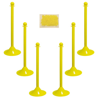 Barrier Post Kit by Mr. Chain – 2 inches Dia., plastic, Yellow, Pack of 6, Model 71002-6