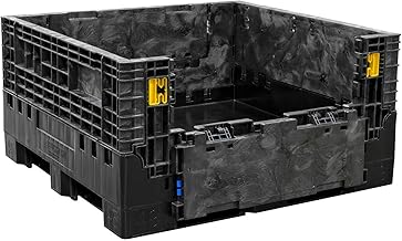 Buckhorn Plastic Collapsible Bulk Container, 48" L x 45" W x 25" H, 2500 lb. Capacity, Black