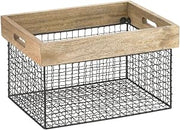 HUBERT Expressly Wood & Wire Crate, Black - 15 3/4" L x 11 3/4" W x 9 1/2" H