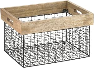 HUBERT Expressly Wood & Wire Crate, Black - 15 3/4" L x 11 3/4" W x 9 1/2" H