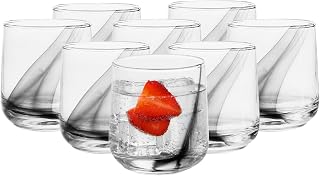 Libbey Ascent Black Ribbon Rocks Drinking Glasses Set of 8, Glass Drinking Glasses with Curvature, Versatile Glassware Set for Parties and More