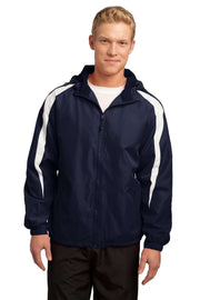 Unisex Fleece-Lined Colorblock Jacket by SPORT-TEK – Polyester, True Navy/ White, Model 647572