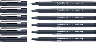 Schneider Pictus Fineliner (Line Width 0.5 mm, Indelible, Metal-Encased Tip, 85% Recycled Plastic Casing) Pack of 6, Black