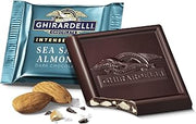 Ghirardelli Intense Dark Chocolate Sea Salt Almond Squares, Individually Wrapped, Bulk Case of 540 Squares