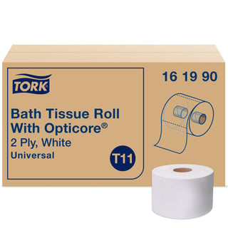 OptiCore Mid-size Toilet Paper Roll T by Tork – 865 Count (Pack of 36), Paper, White, Pack of 36, Model 161990