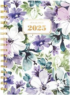 AT-A-GLANCE 2025 Planner, Weekly & Monthly, 5-1/2" x 8-1/2" Small, Badge, Floral (1722F-200-25)