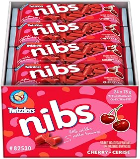 Twizzlers Licorice, Cherry Nibs, 24pk/75g/2.6 oz. bags, (Imported from Canada)