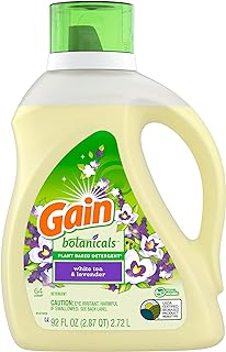 Gain Botanicals Plant Based Laundry Detergent, White Tea & Lavender, 64 Loads 92 fl oz, HE Compatible