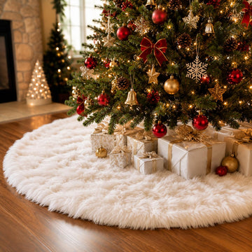 YEAHOME Faux Fur Tree Skirt, 48 Inch Diameter, White