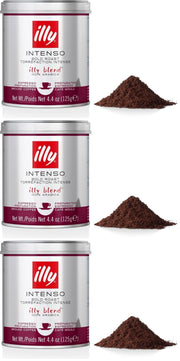 illy Classic Roast / 4.4 Ounce (Pack of 3) / Intenso Ground Espresso Bold Roast Roasted Coffee Beans
