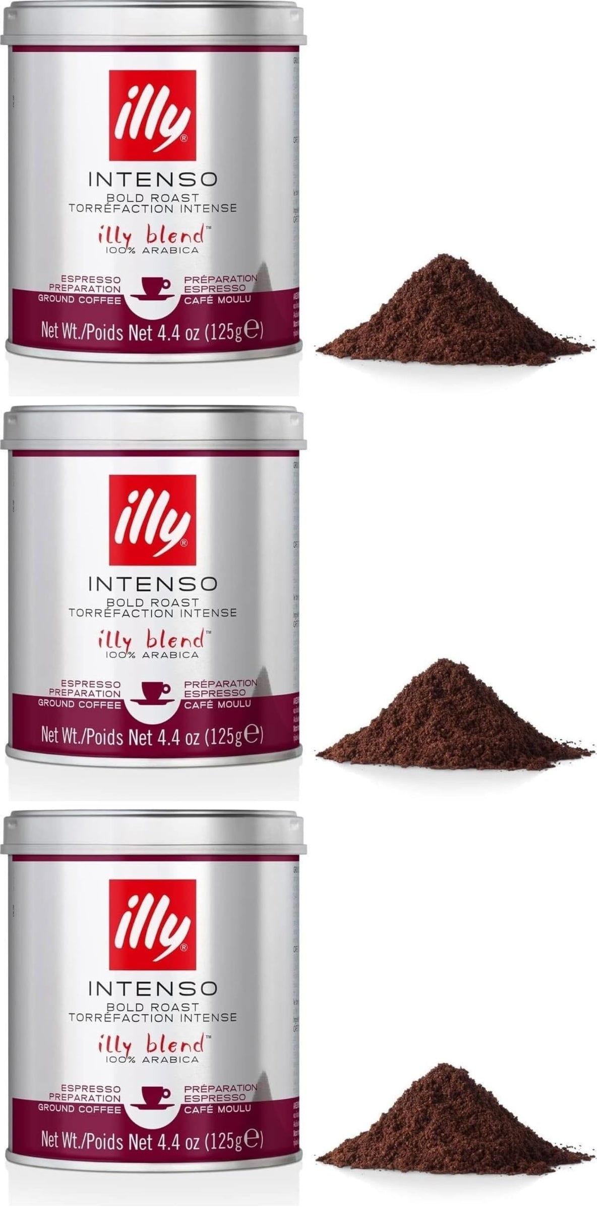 illy Classic Roast / 4.4 Ounce (Pack of 3) / Intenso Ground Espresso Bold Roast Roasted Coffee Beans