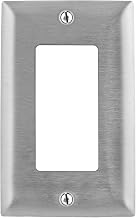 Rocker Wall Plate, 1 Outlet Opening, Standard Size, 1 Gang, Stainless Steel, Brushed, Silver - 1 Each