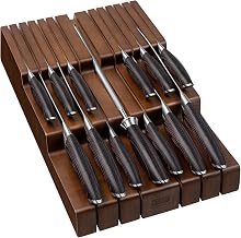 Kitchen Knife Set with Block, 14PCS Ultra Sharp Knife Block Set | Professional Japanese High Carbon Stainless Steel Chef Knives Set with Sharpener in Knife Drawer Organizer, Ergonomic Handle
