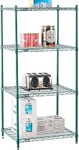 Nexel Poly-Green, 4 Tier, Wire Shelving Starter Unit, 30"W x 24"D x 54"H