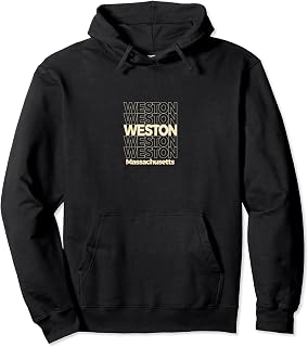 Vintage Weston, Massachusetts Repeating Text Pullover Hoodie