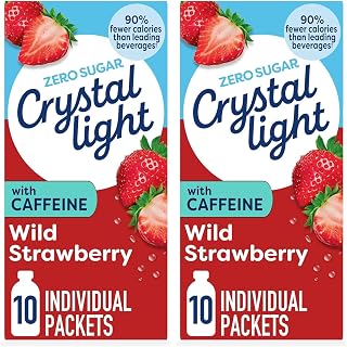 Crystal Light On The Go Wild Strawberry With Caffeine Drink Mix, 10-Packet Box (Pack of 2)
