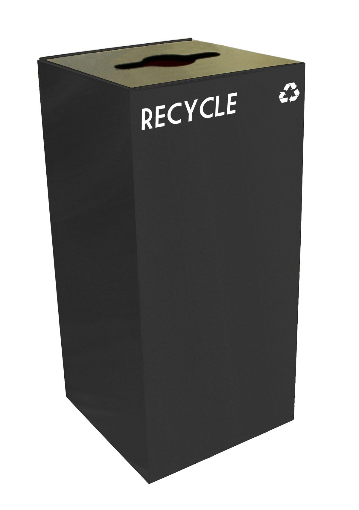 GeoCube Recycling Receptacle with Combination Slot/Round Opening by Witt Industries – 32.0 gallons, Steel, Black, Model 32GC04-CB
