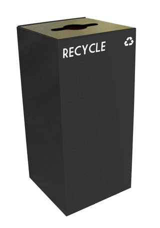 GeoCube Recycling Receptacle with Combination Slot/Round Opening by Witt Industries – 32.0 gallons, Steel, Black, Model 32GC04-CB