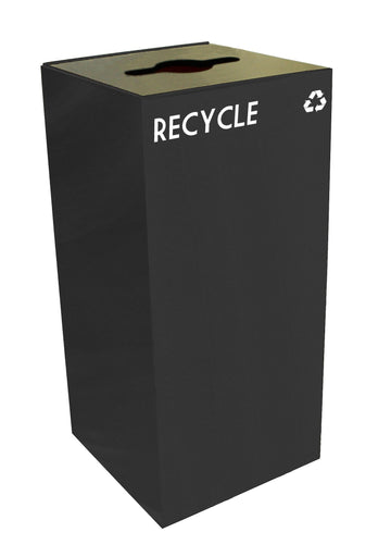 GeoCube Recycling Receptacle with Combination Slot/Round Opening by Witt Industries – 32.0 gallons, Steel, Black, Model 32GC04-CB