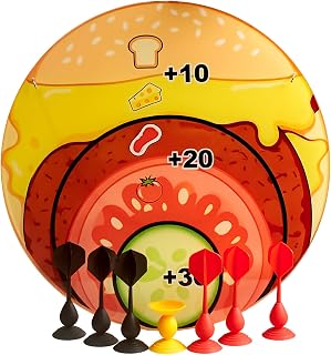 Suction Cup Dartboard Game - Includes Six Silicone Sucker Darts