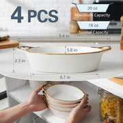 ONEMORE Oval Ceramic Au Gratin Dishes, 20 oz, Set of 4, Creamy White