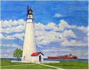 PM1301 14 x 18 in. Fort Gratiot Lighthouse MI Place Mat Set of 4