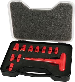 Wiha 31394 T-Handle Socket Set, Insulated 1/4-Inch, Inch