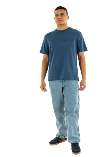 Men's Hampthon Short Sleeve Tee by Timberland – Cotton, Dark Denim