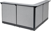Global Industrial 80"W x 80"D x 46"H L-Shaped Reception Station with Raceway, Gray Counter/Gray Panel